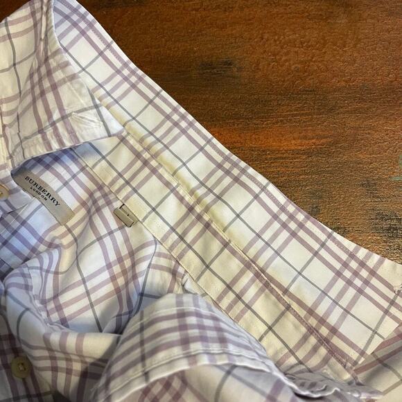Burberry Men's Dress Button Down Plaid Shirt Size Large Made in USA - Picture 9 of 11